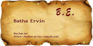 Batha Ervin névjegykártya